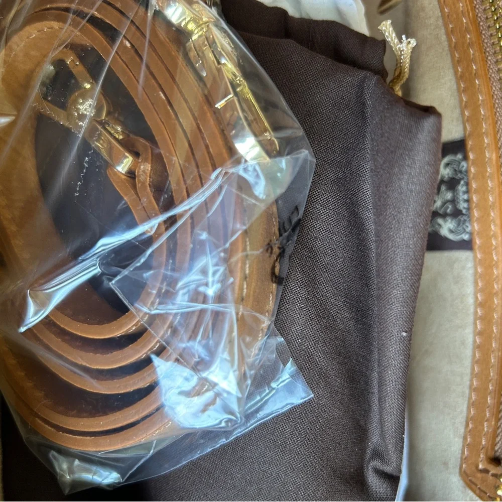 $395 Retail NWOT Pratesi Brown and Cream Women's Italian Tote Bag - Picture 4 of 10